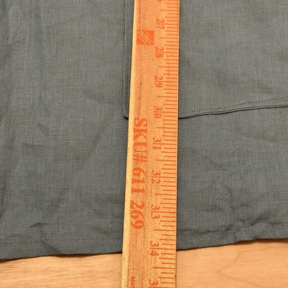 Handmade Woman 1X 100% Linen Top Tunic Short Sleeve Pockets Lagenlook Blue New - Picture 7 of 7